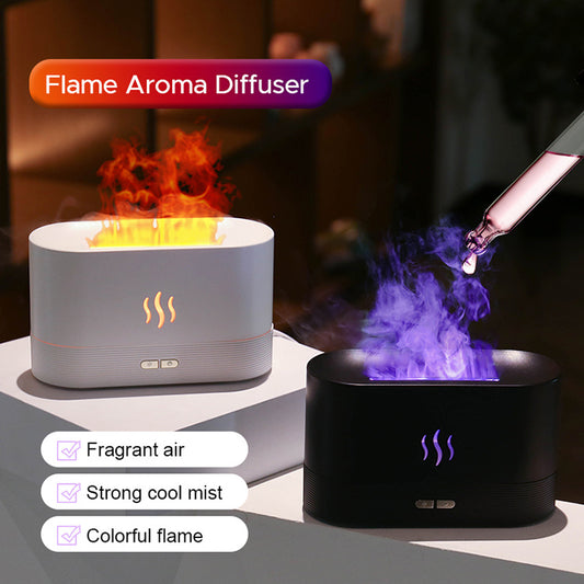 Flame Effect Aroma Diffuser – RGB LED Humidifier with Essential Oil Option (180mL)