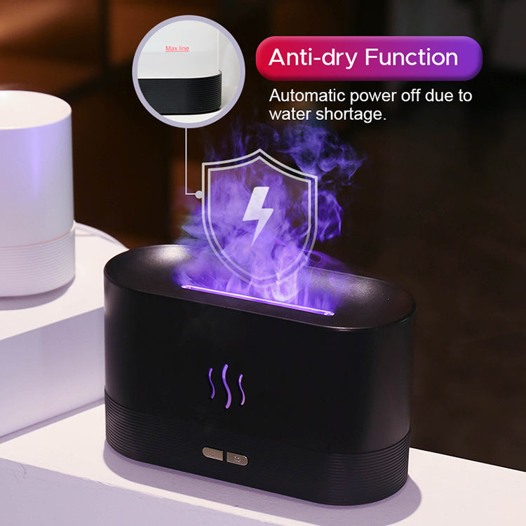 Flame Effect Aroma Diffuser – RGB LED Humidifier with Essential Oil Option (180mL)