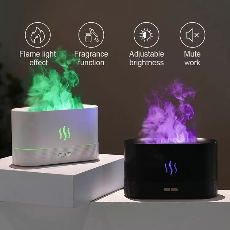 Flame Effect Aroma Diffuser – RGB LED Humidifier with Essential Oil Option (180mL)