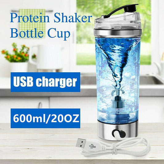 Electric Protein Shaker Bottle – USB Rechargeable Vortex Blender (600mL)